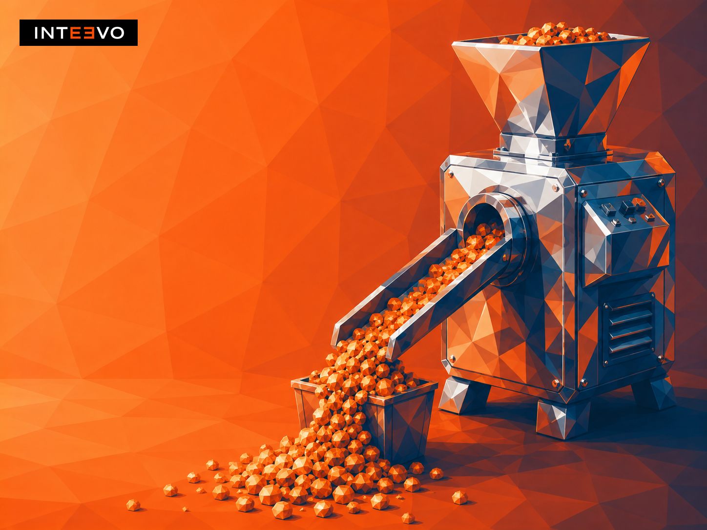 a shiny machine overflowing a small bin onto the floor.